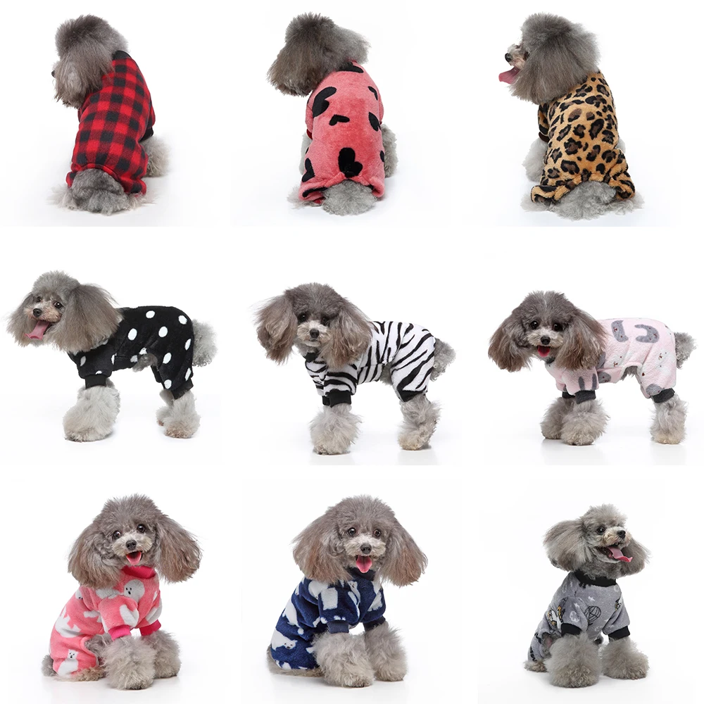 New Dog Winter Pajamas Pomeranian Clothing Halloween Clothes Print Warm Jumpsuits Coat for Small Pet Puppy Cat Chihuahua Onesie