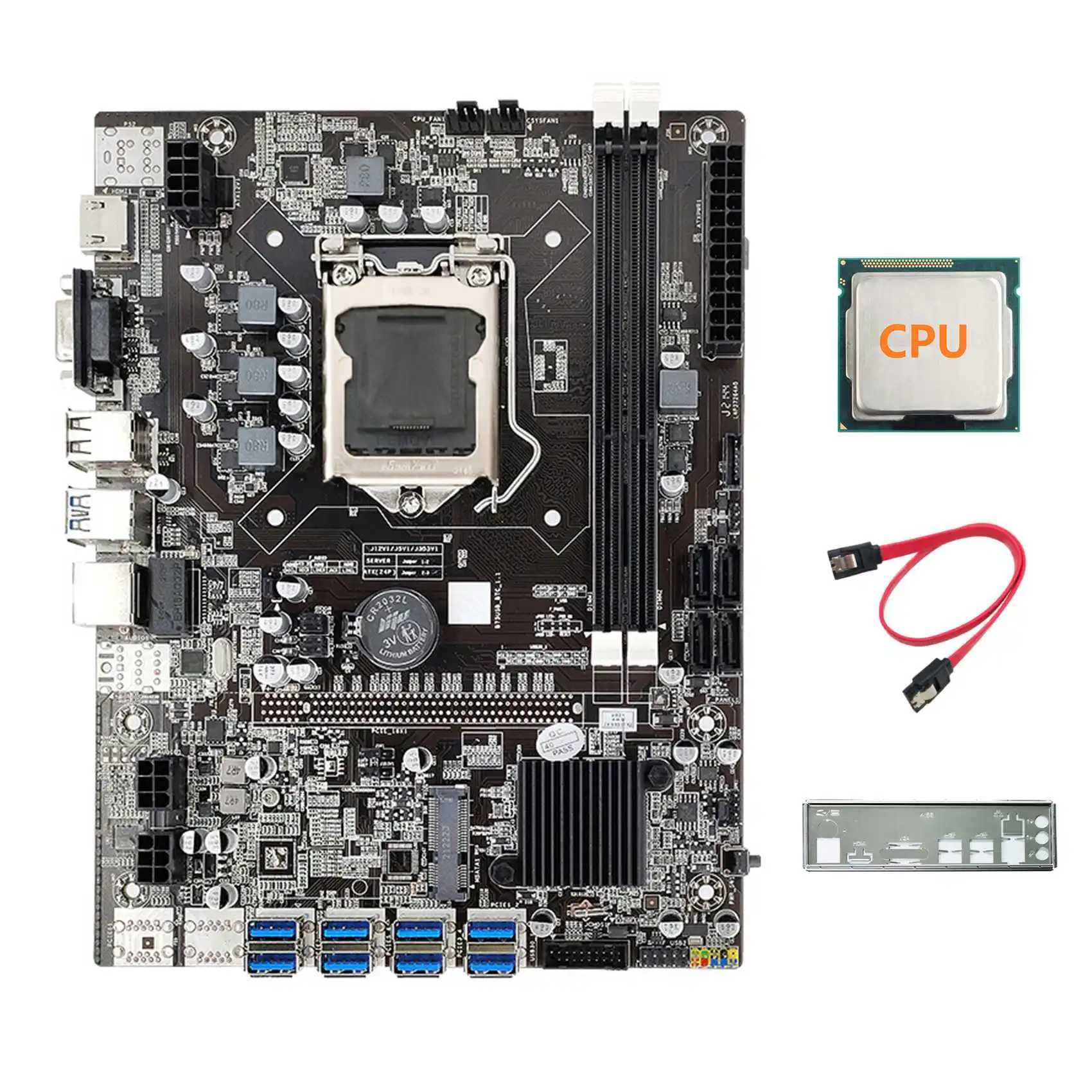 

B75 8USB ETH Mining Motherboard 8XUSB+CPU+Baffle+SATA Cable LGA1155 DDR3 MSATA B75 USB BTC Miner Motherboard