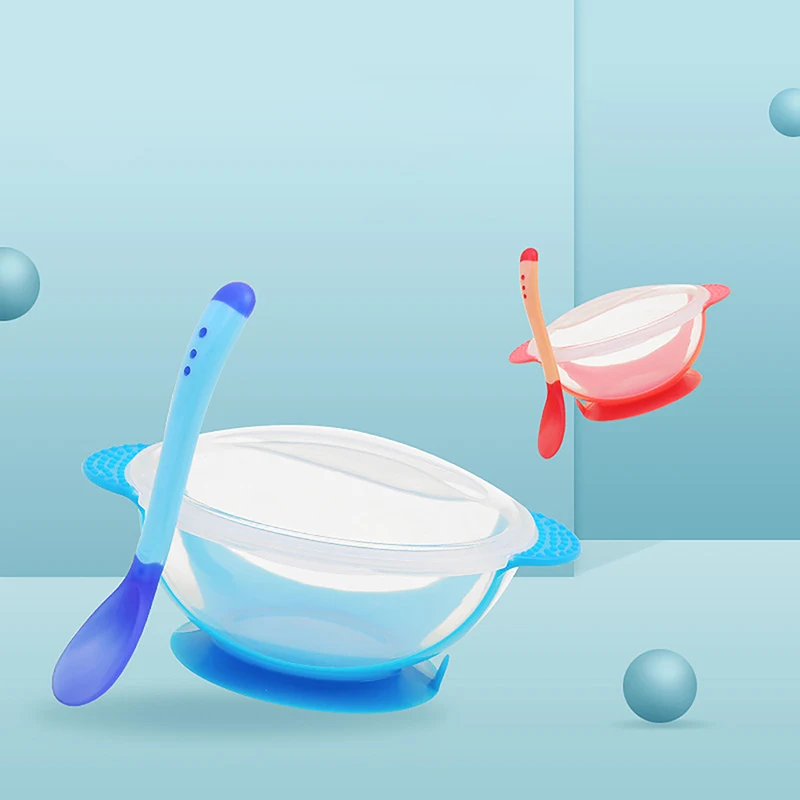 

Children's Complementary Food Bowl Spoon Children's Tableware Baby Sucker Bowl Children's Tableware Soft Plates For Food