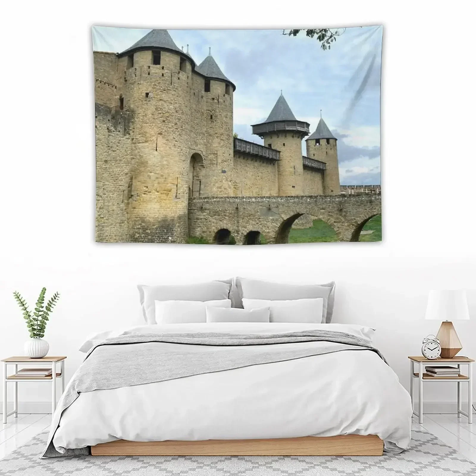 Туры и вход в город Каркассон Гобелен для спальни Декоративные картины