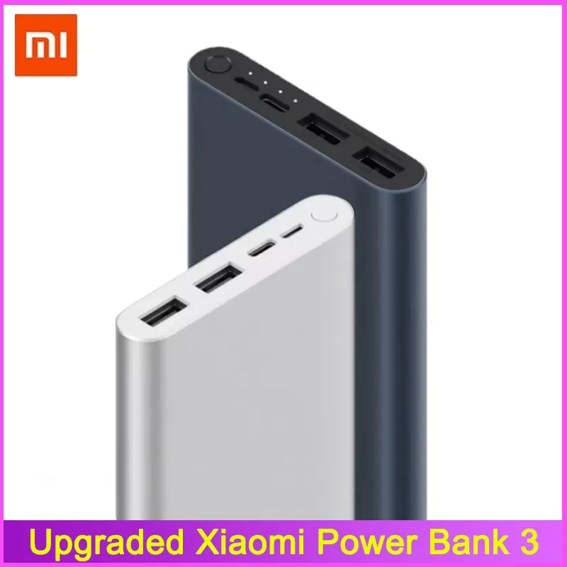 

NEW Original Mi Power Bank 3 10000mAh Upgrade with 3 USB Output Supports Two Way Quick Charge 18W Max Powerbank For Smart