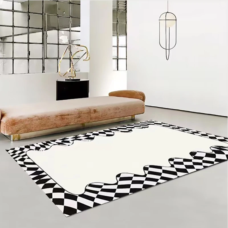

Нордический Простой декоративный ковер для гостиной, классические шахматные прикроватные плюшевые ковры для спальни, повседневные Мягкие Коврики для кабинета, гардероба