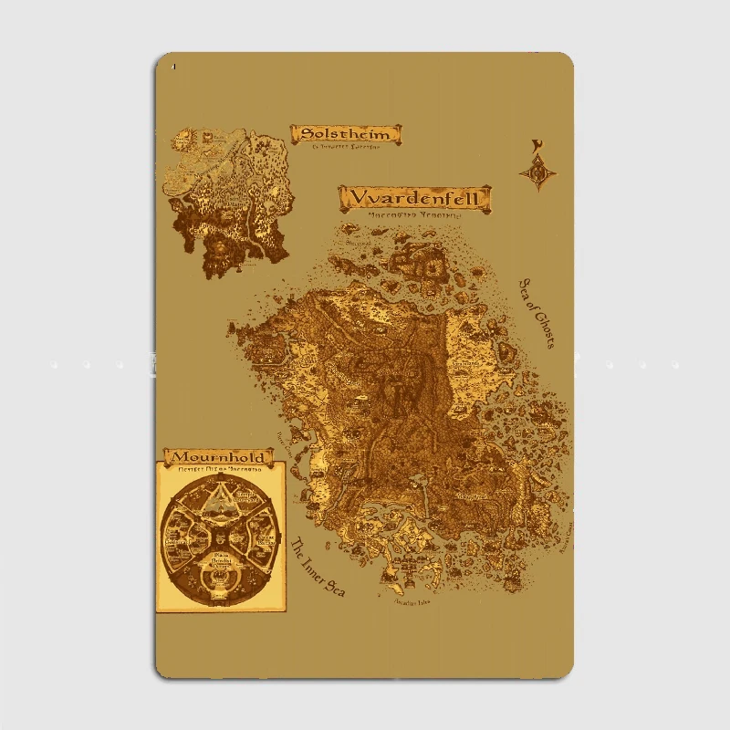 

Реставрированный коричневый старинный Morrowind HD карта металлический жестяной знак для дома и улицы