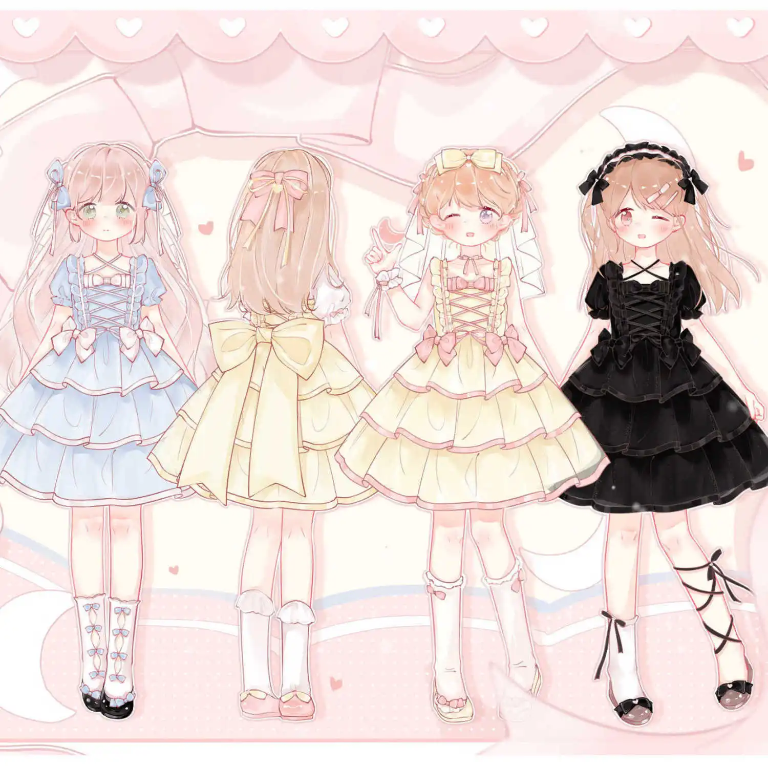 

[Moon Female] OP версия Лолиты Kawaii женское, с коротким рукавом, японское чаепитие, органза, полиэстер, для косплея