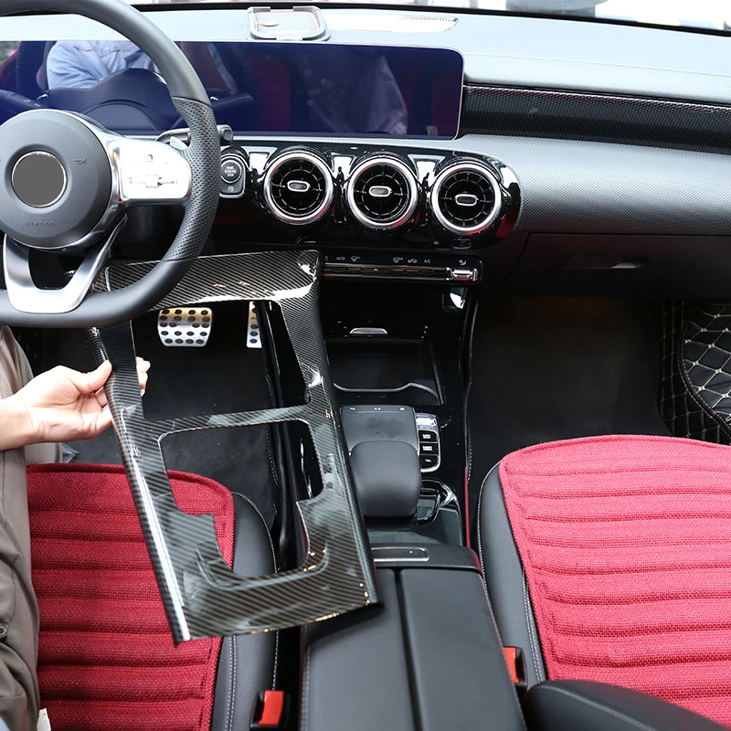 

Защитная рамка центральной консоли для Mercedes Benz A Class W177 2019 LHD автомобильные аксессуары из углеродного волокна ABS