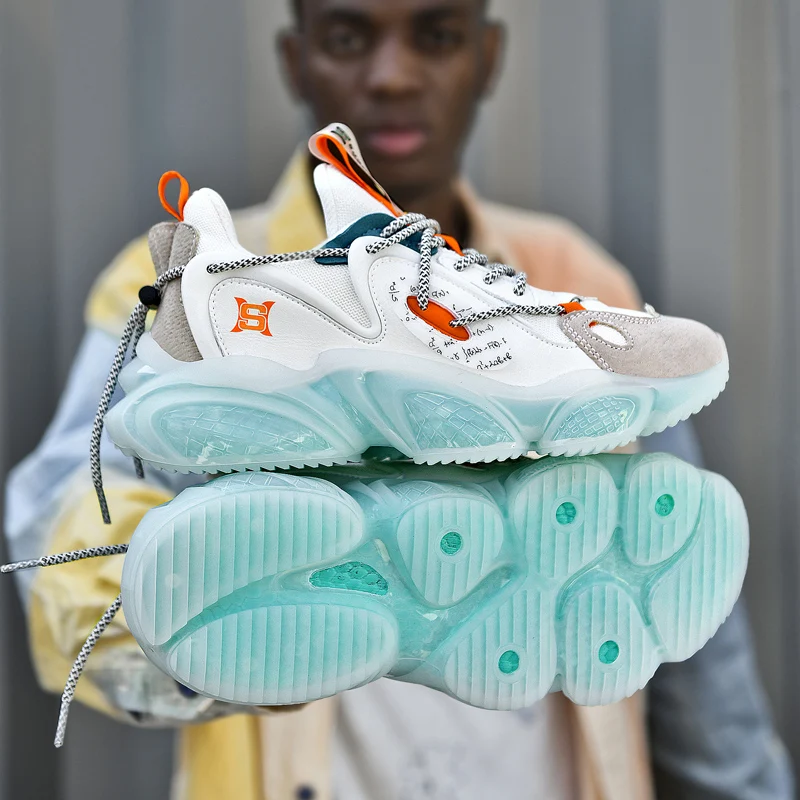 High Top Men's Runing Shoes Spring Chunky Sneakers Comfortable Sport Shoes Outdoor Gym Walking Shoes Designer Reflective Shoes