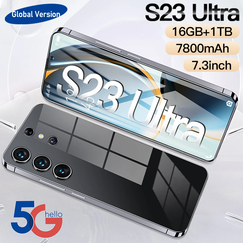 

New s23 ultra 5g smartphone android original phone 7800mAh cellphones 16GB+1TB mobile phones 7.3inch HD unlock global version