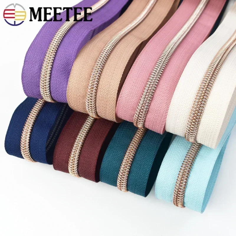 1-20M Meetee 5 # Нейлоновые застежки-молнии розового золота рулоны катушек молнии для