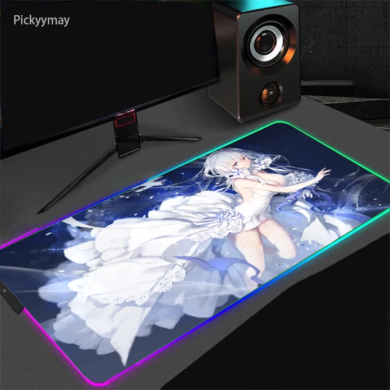 

Anime Kawaii Girl Mouse Pad Gaming RGB Azur Lane Mousepad Large Speed Gamer LED Soft Laptops PC Gamer Mouse Mat Backlit CSGO LOL