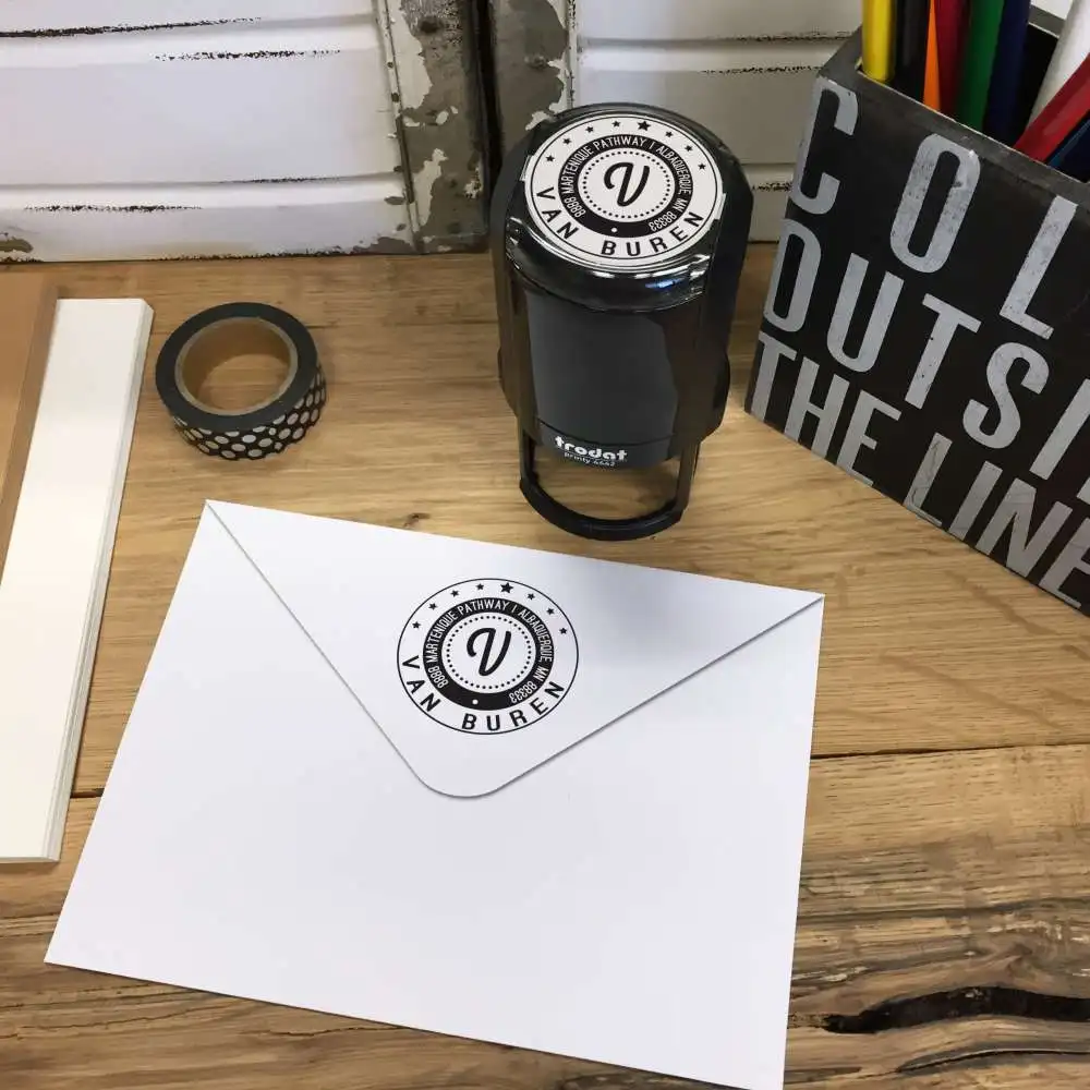 

Personalized Round Self-Inking Rubber Stamp - The Van Buren