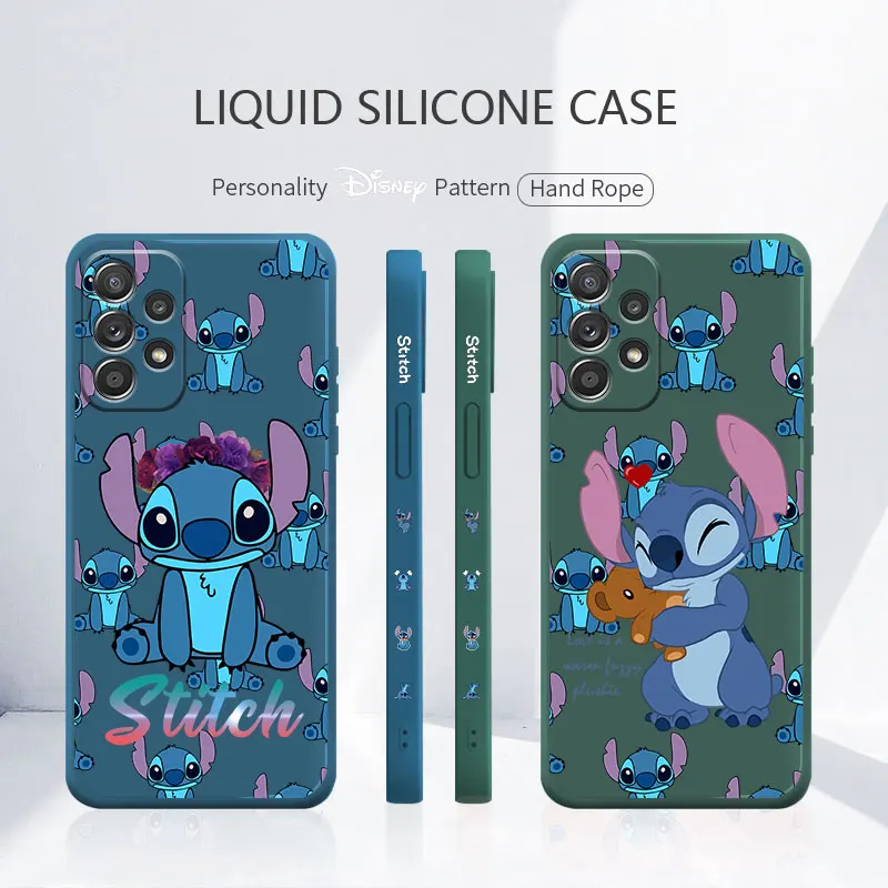 

Celular Liquid Funda Case for Samsung Galaxy A52 A12 A51 A21s A32 A71 4G 5G M11 A50s Disney Doll And Stitch Plating Silicone