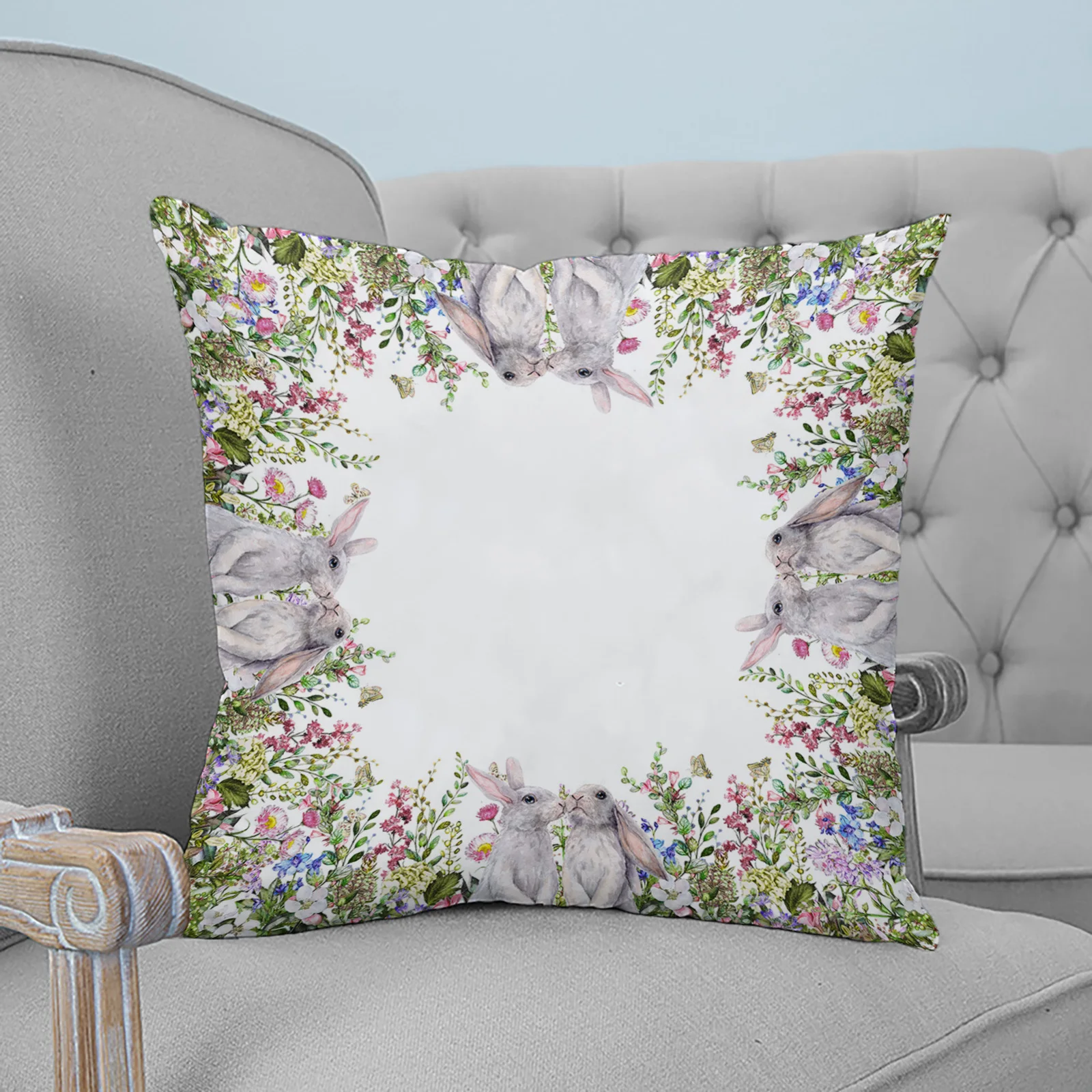 

Easter Watercolor Plants Bunny Throw Pillows Case Home Decor Cushion Cover Throw Pillowcase for Bedroom Sofa Decorations