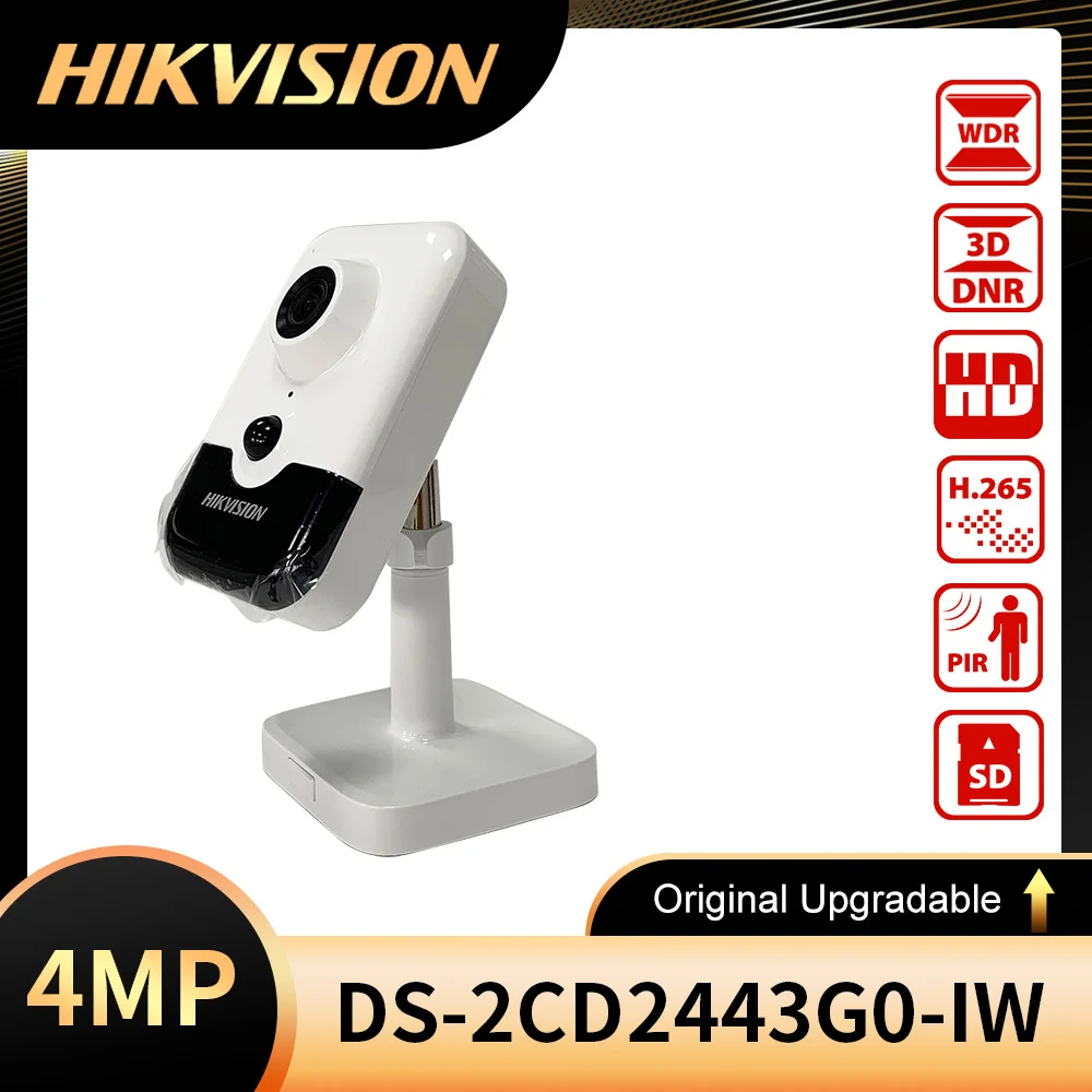 

HIkvision DS-2CD2443G0-IW 4MP IR Fixed Cube Network Camera POE H.265+ SD Card Slot IR 10m Mini Wifi IP Camera For Home Security