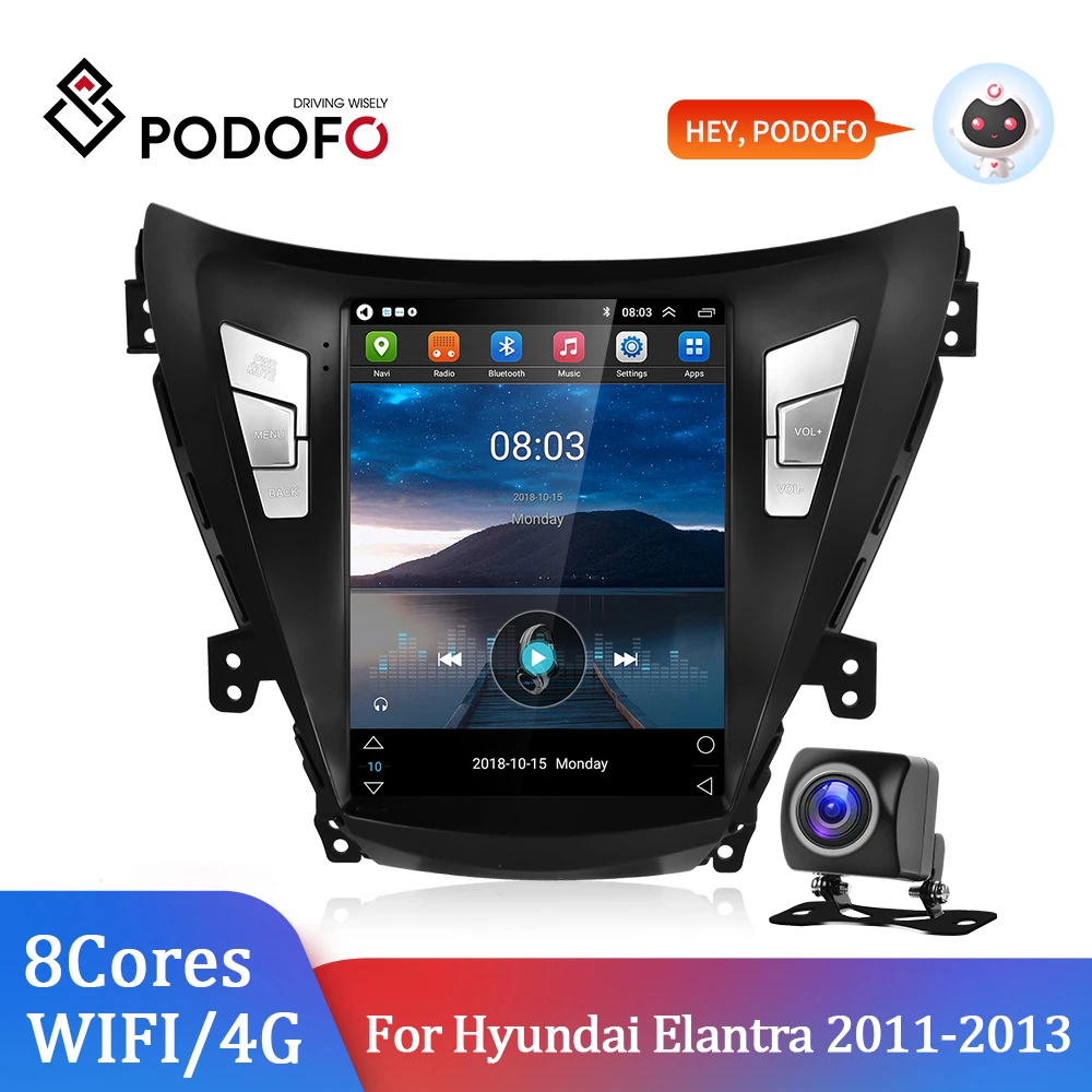 

Podofo 8 + 128G Android 10,1 автомобильный Радио стерео 9,7 ''GPS навигация WIFI FM автомобильный мультимедийный плеер для Hyundai Elantra 2011-2013