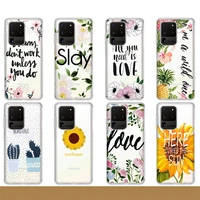 flower leaves cactus plant clear case for samsung galaxy s22 s21 s20 fe s10 5g s10e s9 note 20 10 lite 9 plus ultra back cover