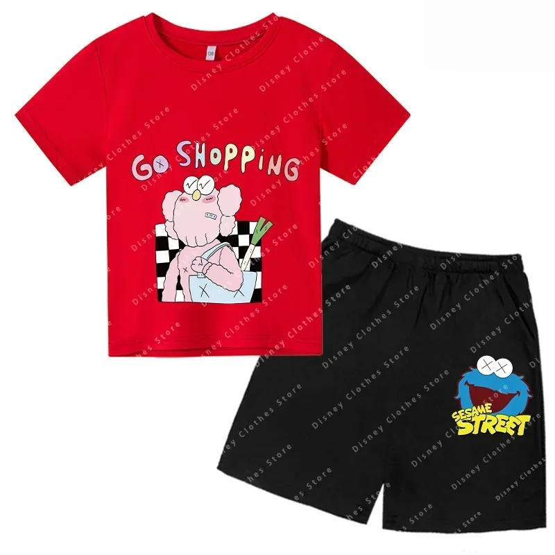 Футболка детская летняя с коротким рукавом и принтом Улица Сезам