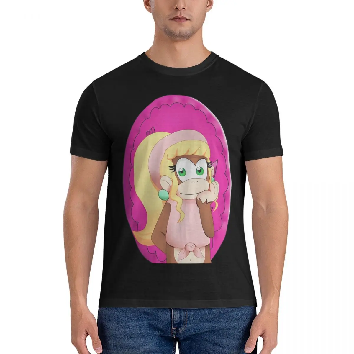 Dixie Kong с банановыми монетами Мужская футболка из чистого хлопка новинка круглым