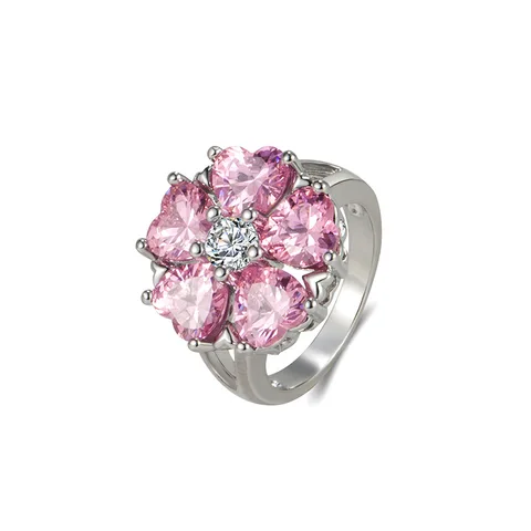 HuiSept кольцо для женщин 925 серебряные ювелирные изделия аксессуары с розовым цирконием драгоценный камень на палец кольца для свадебной вечеринки обещание банкетные подарки