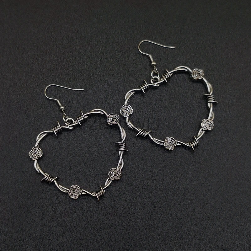 Серьги из колючей проволоки в форме сердца готические серьги ювелирные изделия