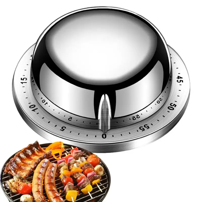 Kitchen Timer Mechanical Chef Cooking Clock Stainless Steel No Batteries Required Countdown Reminder 0-59 Minutes For Hair Color