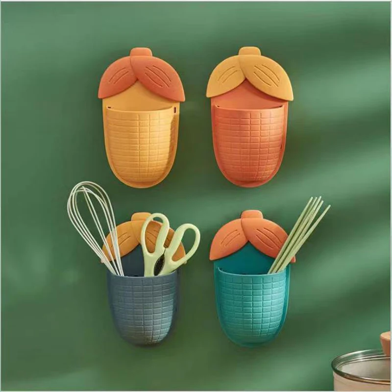 

Corn Shaped Storage Boxes Wall Mounted Storage Rack Non Perforated Cosmetic Small Object Sorting Box Bathroom Kitchen Wall Shelf