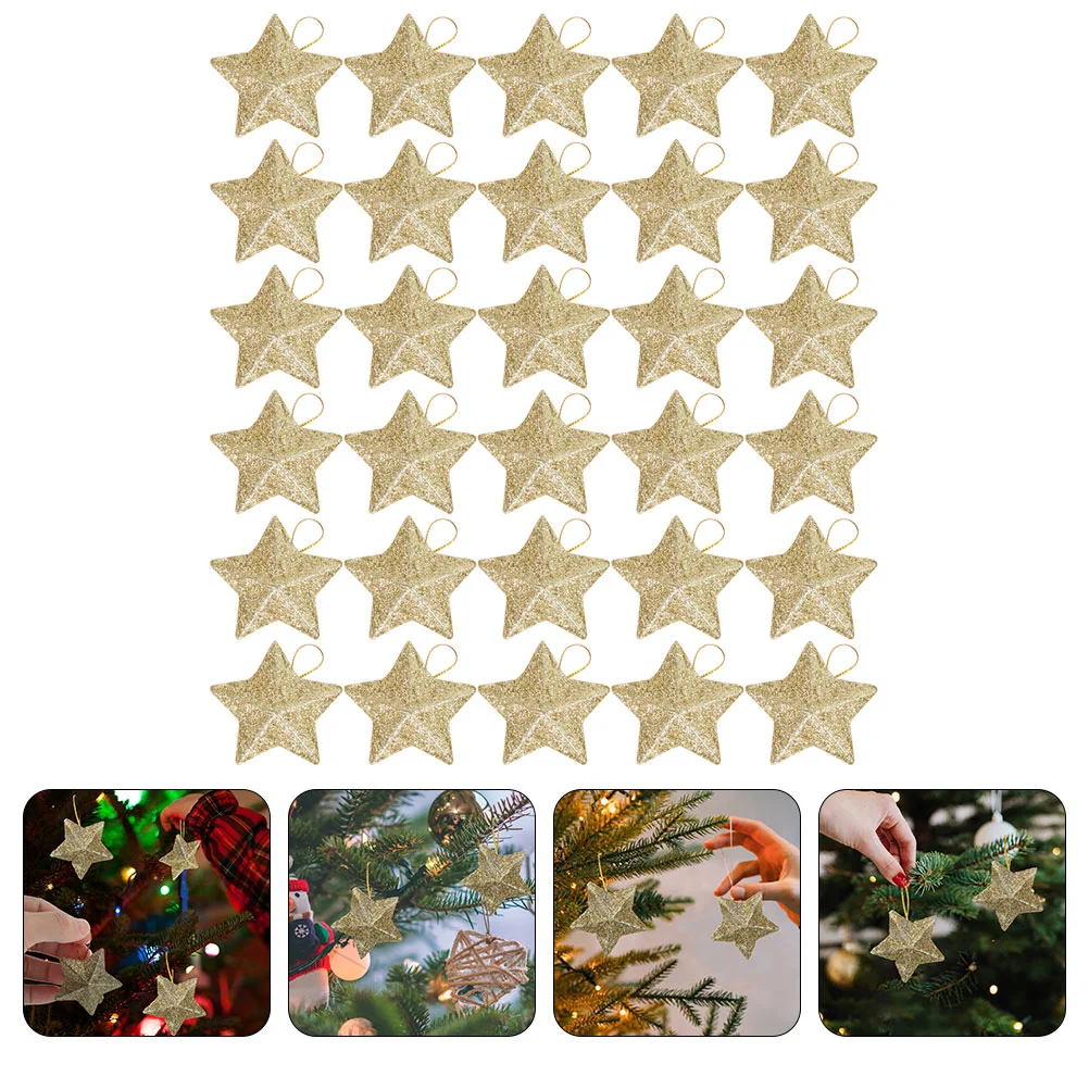 

Christmas Star Ornaments Hangingtree Ornament Pendant Decor Party Glitterpendants Stars Gold Mini Decoration 3D Supplies Scene