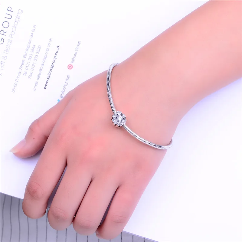 

S925 sterling silver jewelry accessories diamond heart shaped flowers loose beads handmade diy silver beads bracelet beads whole