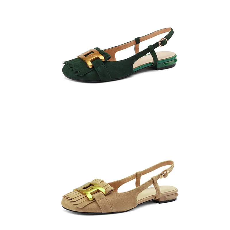 Женские французские сандалии в стиле ретро Baotou темно-зеленые модные