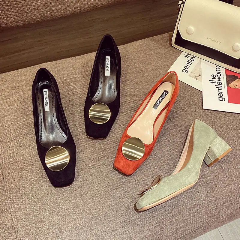 

Туфли-лодочки женские на среднем каблуке, винтажные туфли-лодочки, квадратный каблук, Классическая обувь, весна 2022