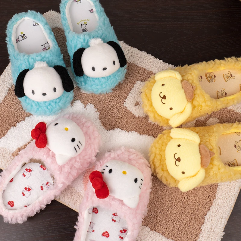 Sanrio пушистые домашние туфли симпатичные Тапочки с капюшоном Kuromi My Melody домашняя
