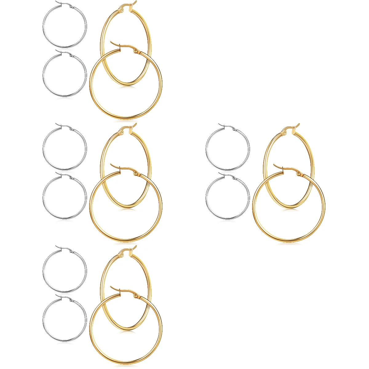 

8 Pairs of Hoop Earrings Exaggerated Circle Earrings Statement Round Earrings Jewelry