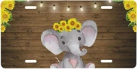 personalized license platesunflower elephant wooden floor aluminum license plate for car easy mounting indooroutdoor 6 x 12 in