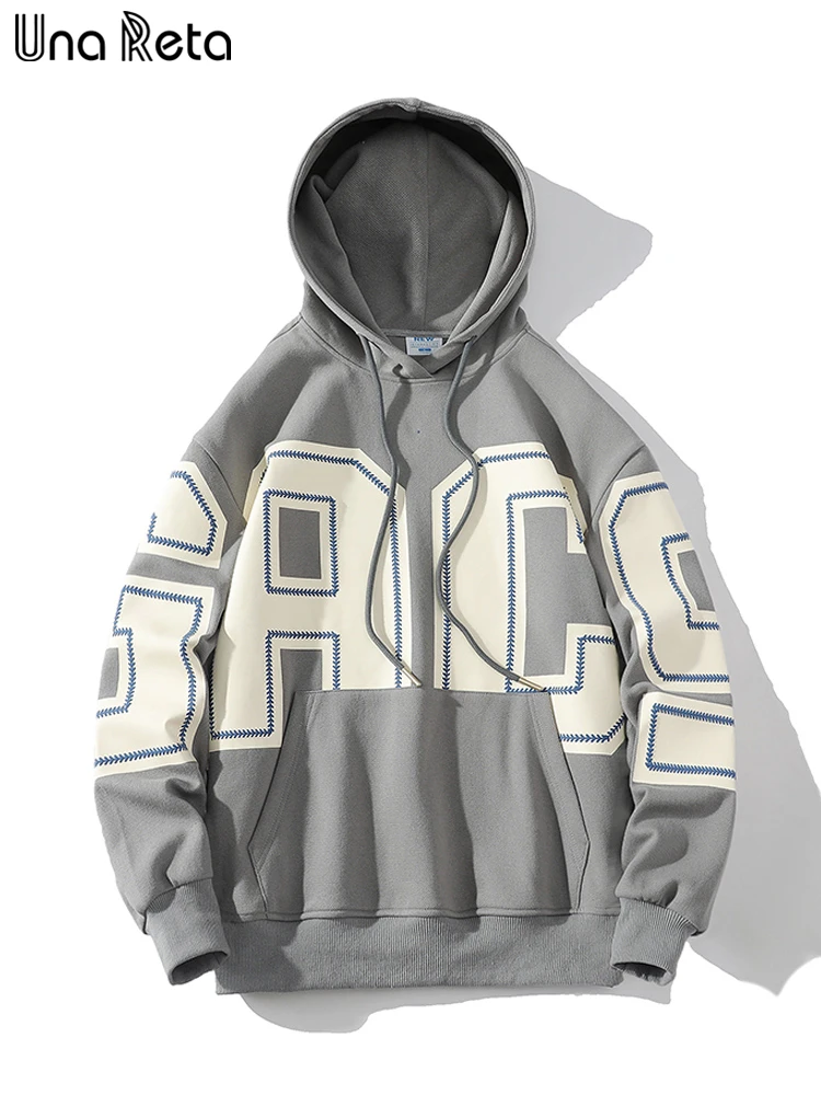 

Una Reta Loose Men Hooded 2022 New Harajuku Pullover Tops Sweatshirts Hip Hop Letter Print Oversized Couple Hoodies Man