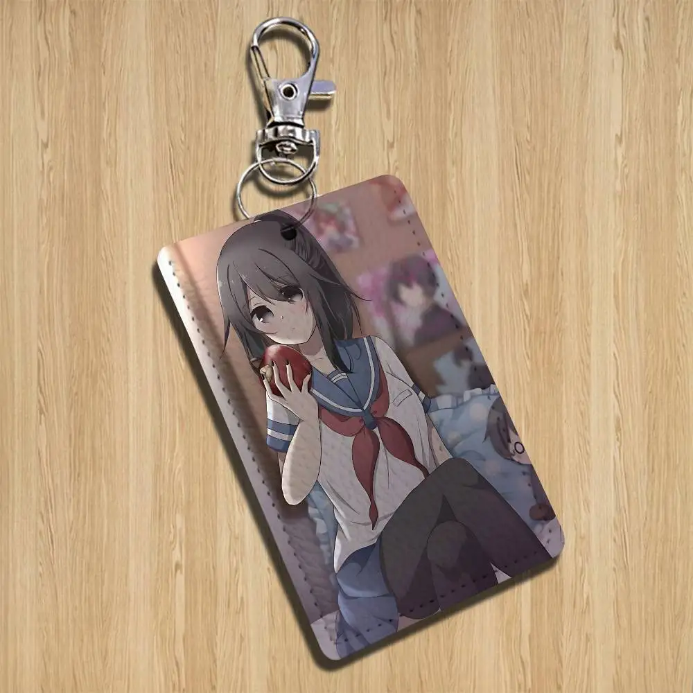 Фото Брелок-держатель для карт Yandere Simulator Ayano Aishi, подходит для проездных, банковских карт, бейджей, кошельков, с текстурным узором №3