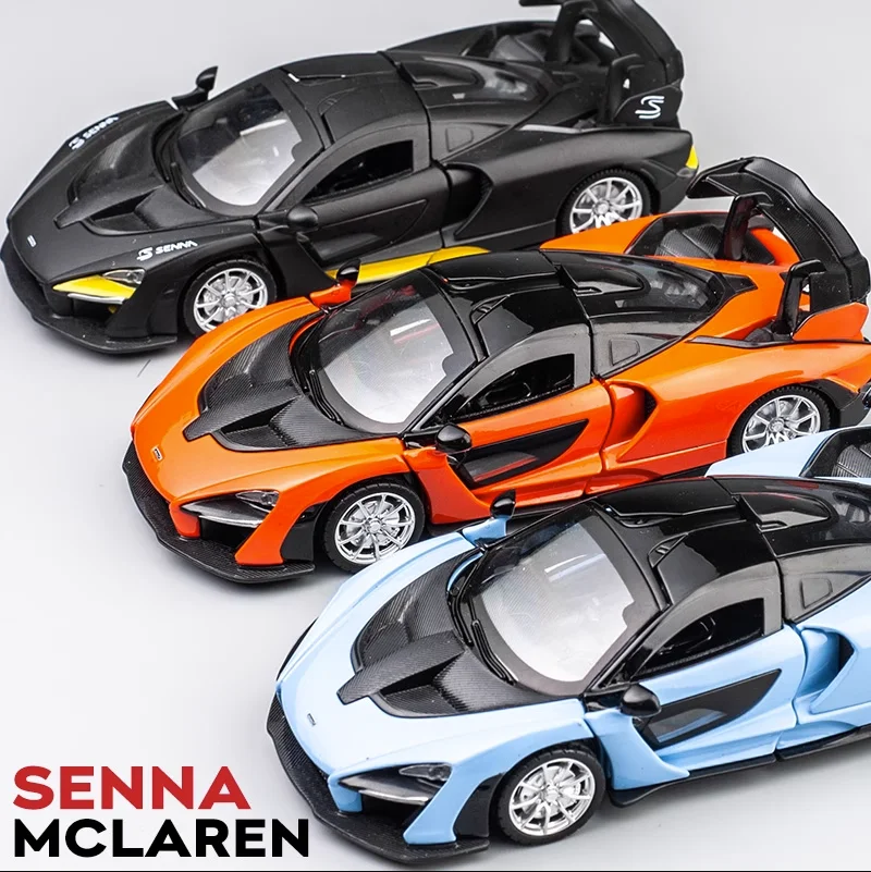 Фото Модель суперкара McLaren Senna 1:32 из сплава, со звуком и светом, откатывающаяся, детская игрушка, коллекционная, подарок на день рождения №3
