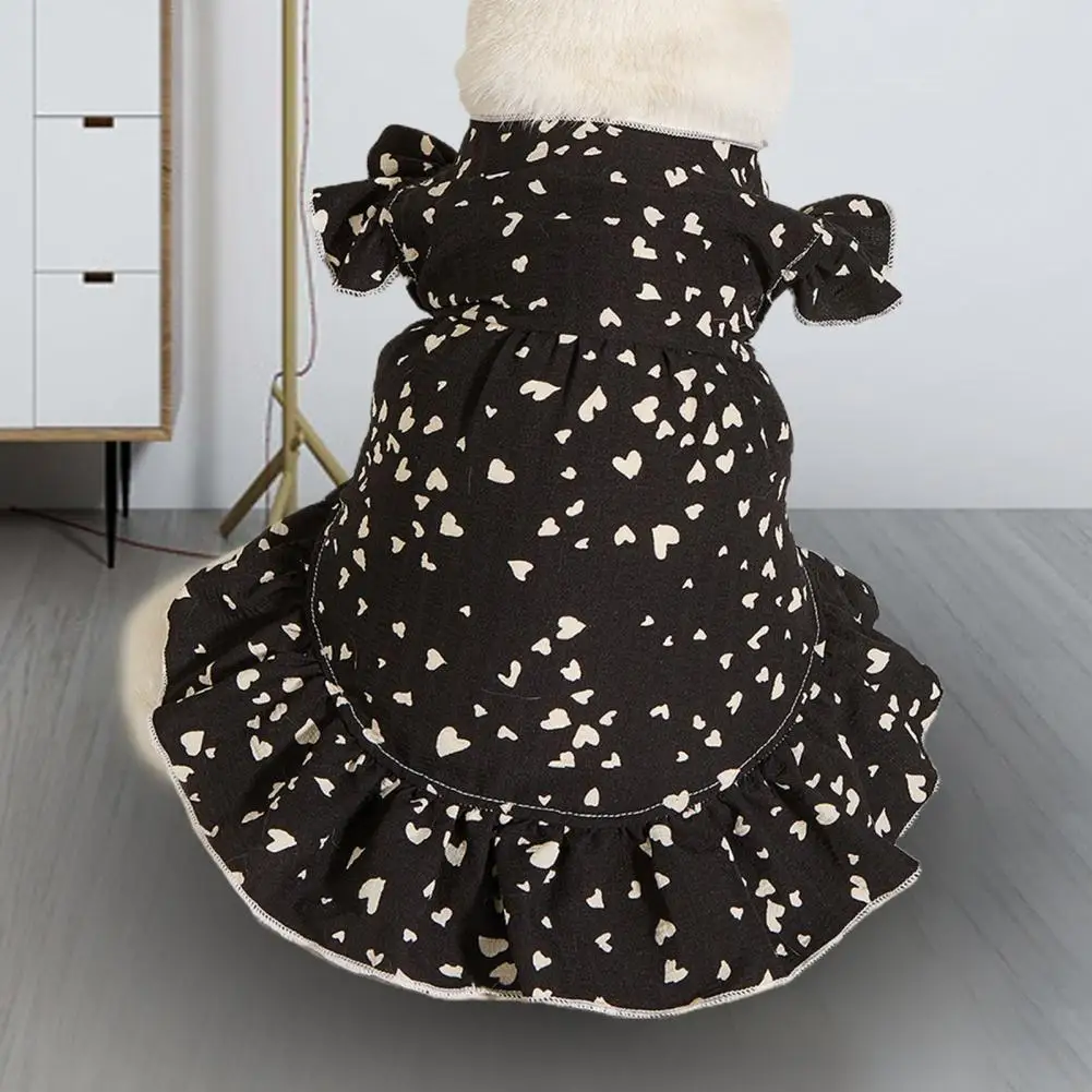 

Моющееся модное летнее платье с принтом в виде сердца для щенка, платье принцессы, мягкое на ощупь платье с котенком для повседневной носки