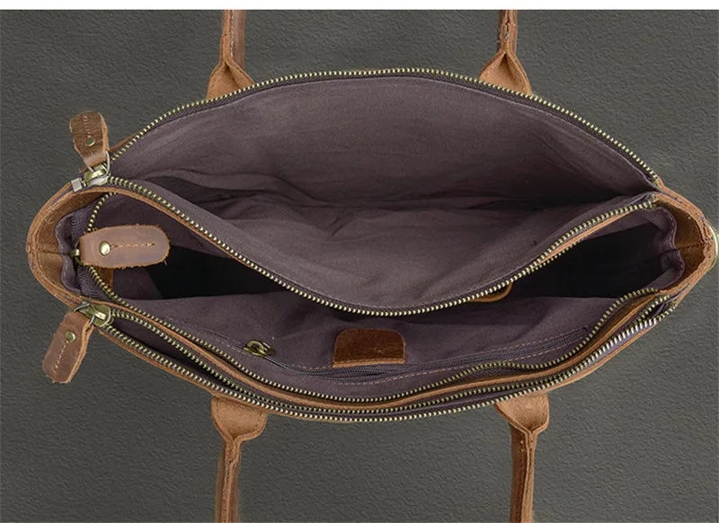 Vintage luxury crazy horse cowhide men's briefcase business casual designer genuine leather laptop handbag work messenger bags