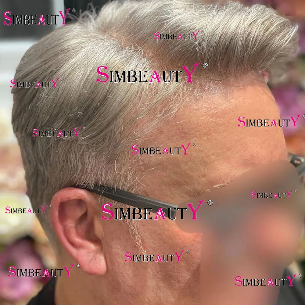 1B80 1B40 1B65 Серые Черные Мужские Парики 100% Человеческие Волосы Невидимые Супер