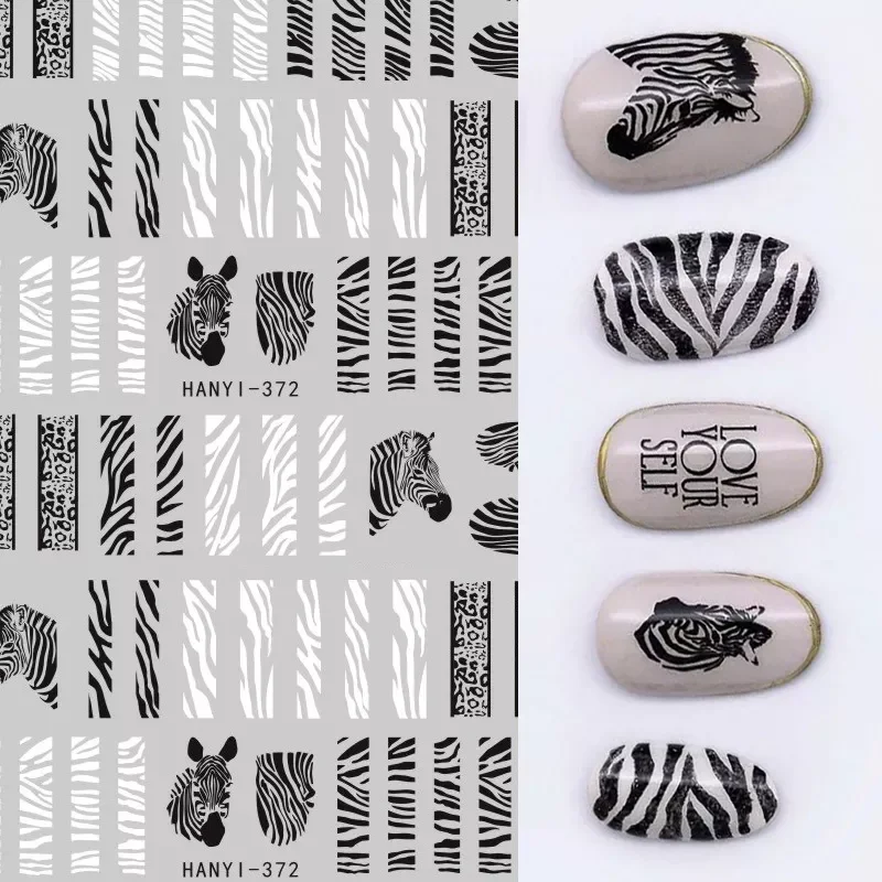 

Nail Stickers Animal Zebra Leopard Print Alphabet Pattern Nail Art Design Decor Sliders Decals Beauty Tools for Manicure