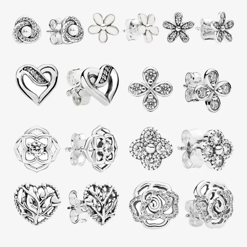 

Authentic S925 Sterling Silver Life Tree Rose Love Orchid Earrings Women's Fashion Silver Earrings Jewelry Gifts