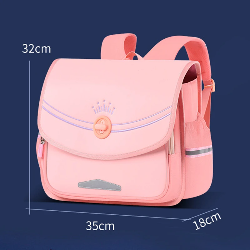 OYIXINGER New Elementary School Children's Bag Horizontal Flip Book Bag Boys And Girls Waterproof Backpack PU Square Light Bags