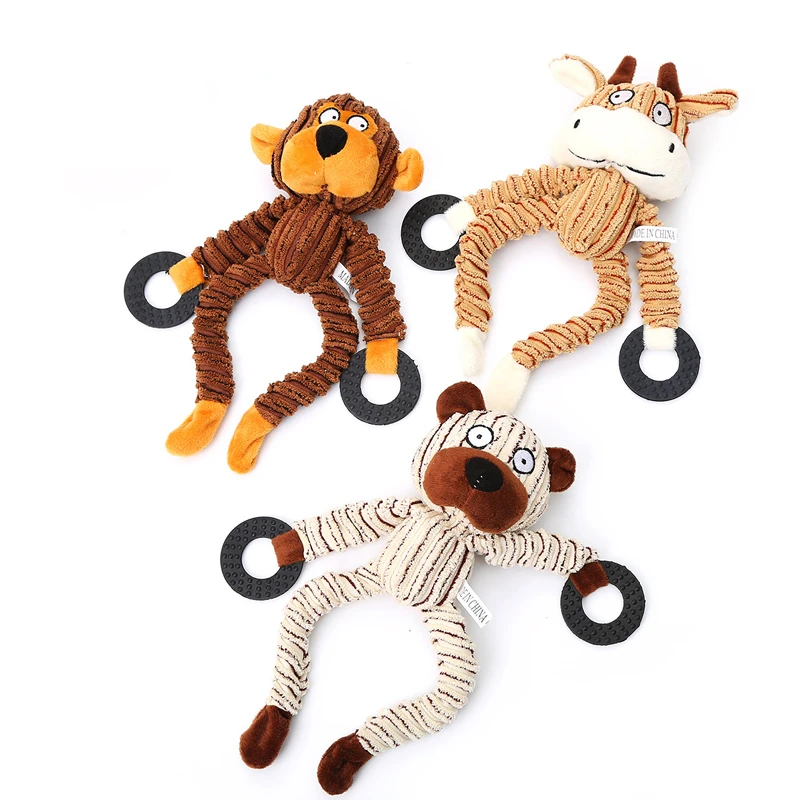 

Жевательные игрушки, искусственная Жевательная плюшевая игрушка со звуком, овечка, обезьяна, корова, собака, жевательная игрушка