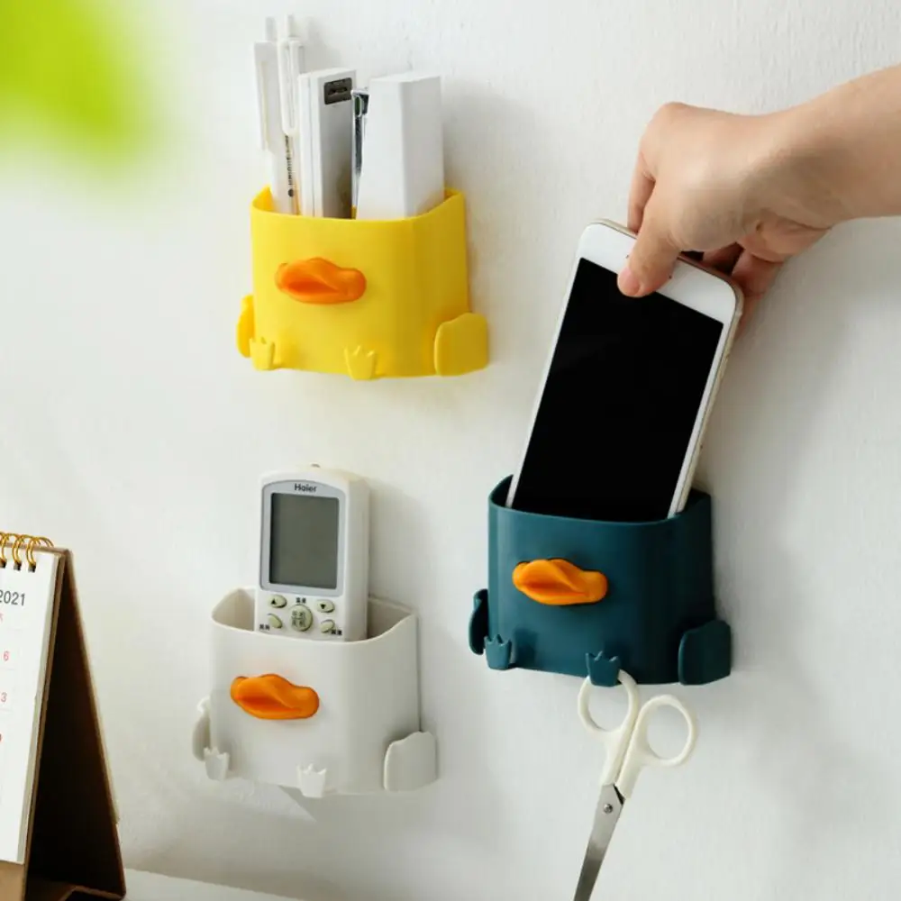 

Self-adhesive Storage Box Practical Cartoon Pen Holder Duckbill Shape Wall-mounted Key Hooks Sundries Bracket Durable Cute PP Pp
