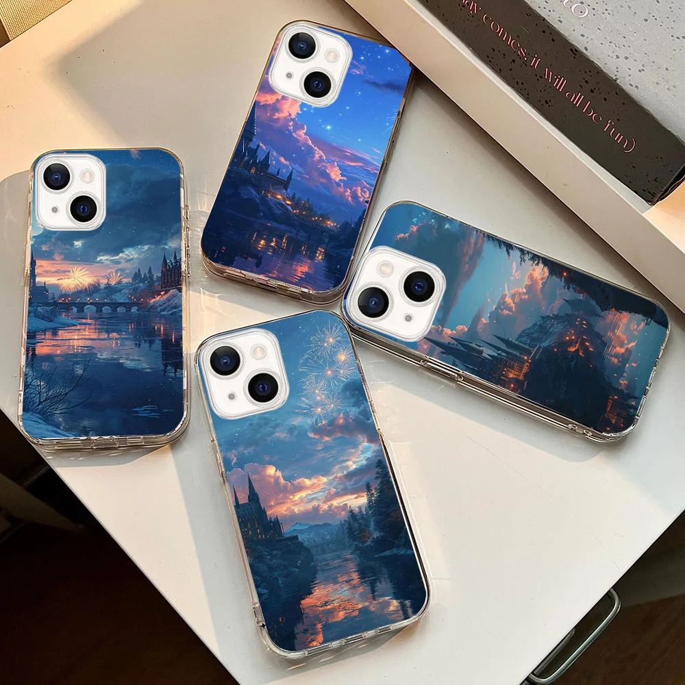 WBA-13 USArt Potters Wand Transparent Silicone Case For iPhone X 13 14 15 16 Mini Pro Plus Max