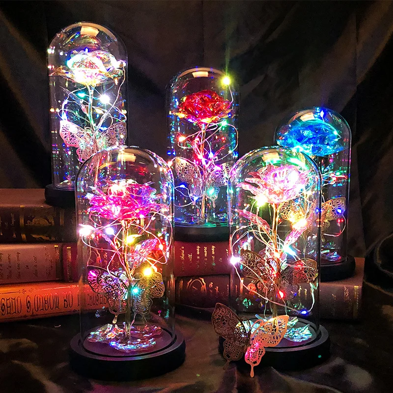 

Glowing Rose Butterfly Music Box Desktop Decoration for Valentine's Day home decoration accessories artificial flowers