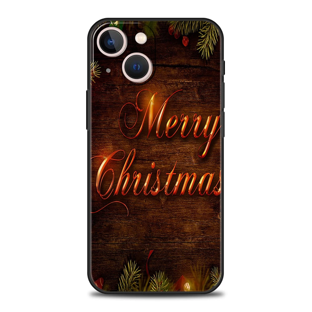 Winter Merry Christmas Luxury Phone Case Cover For iPhone 14 13 12 11 Pro Max 8 7 Plus X XR XS Max SE 2020 Shockproof Soft Shell