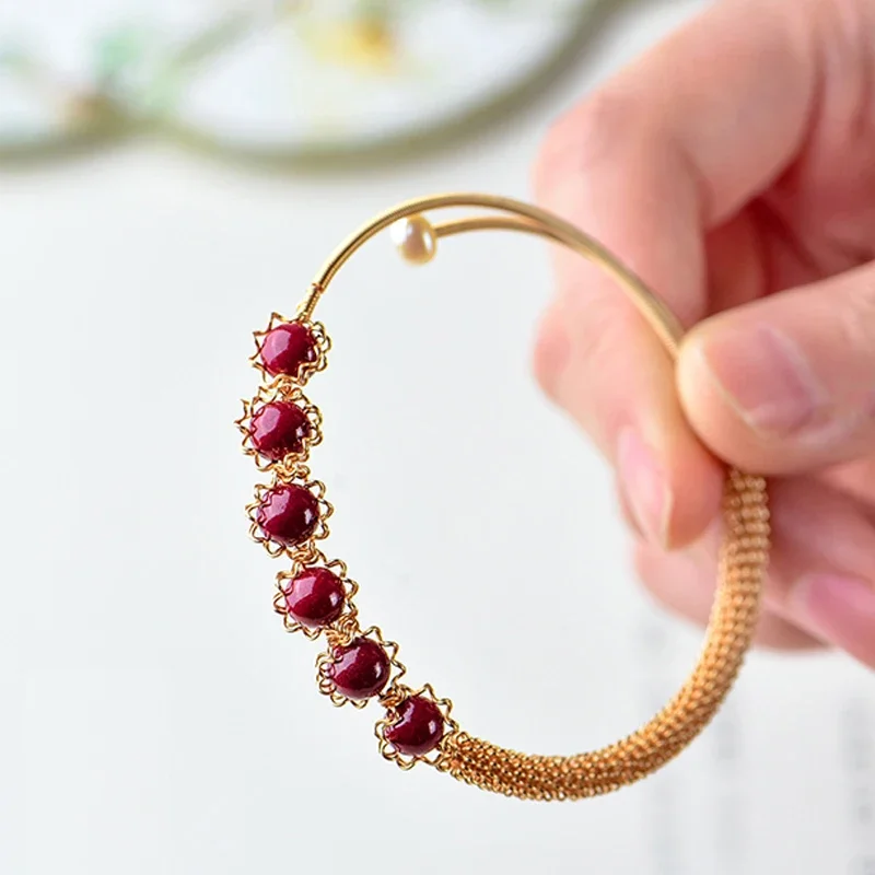 Новые браслеты из натуральной киновари 14 кг с белым жемчугом для женщин браслет