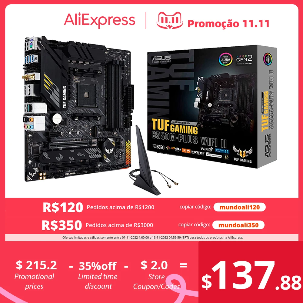 

New ASUS TUF GAMING B550M PLUS WI-FI II Micro-ATX B550M Motherboard DDR4 4600 MHz 128G Mining Set AM4 Support AMD Ryzen CPU