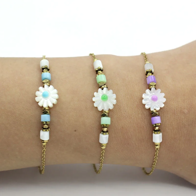 

2023 News Luxury Shell Flower Charm Bracelet For Women Gifts High Quality Gold Color Stainless Steel Clover Bracelet Jewelry