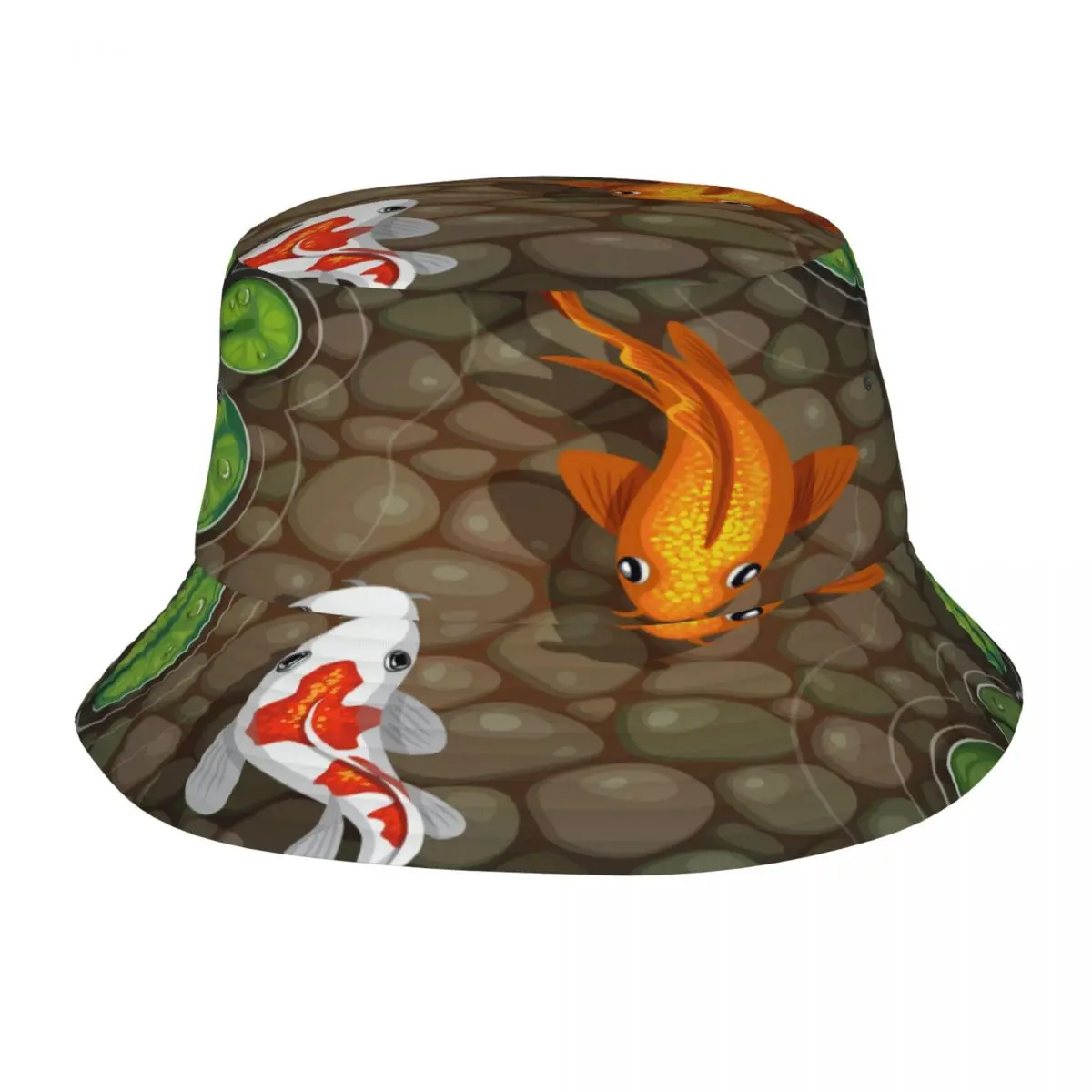 

2022 New Fisherman's Hat Unisex Fashion Bob Cap Koi Fish In Pond Hip Hop Gorros Panama Windproof outdoor Bucket Hat